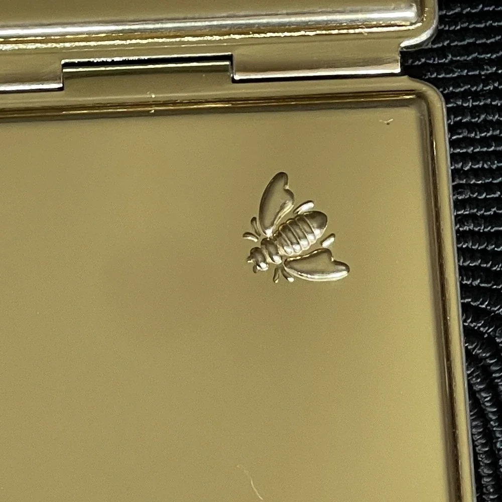 Joan Rivers Goldtone Bee Purse Travel Mirror Compact w/‎ Black Velvet Case 3